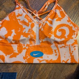 Nike Orange & Cream Sports Bra with Abstract Print